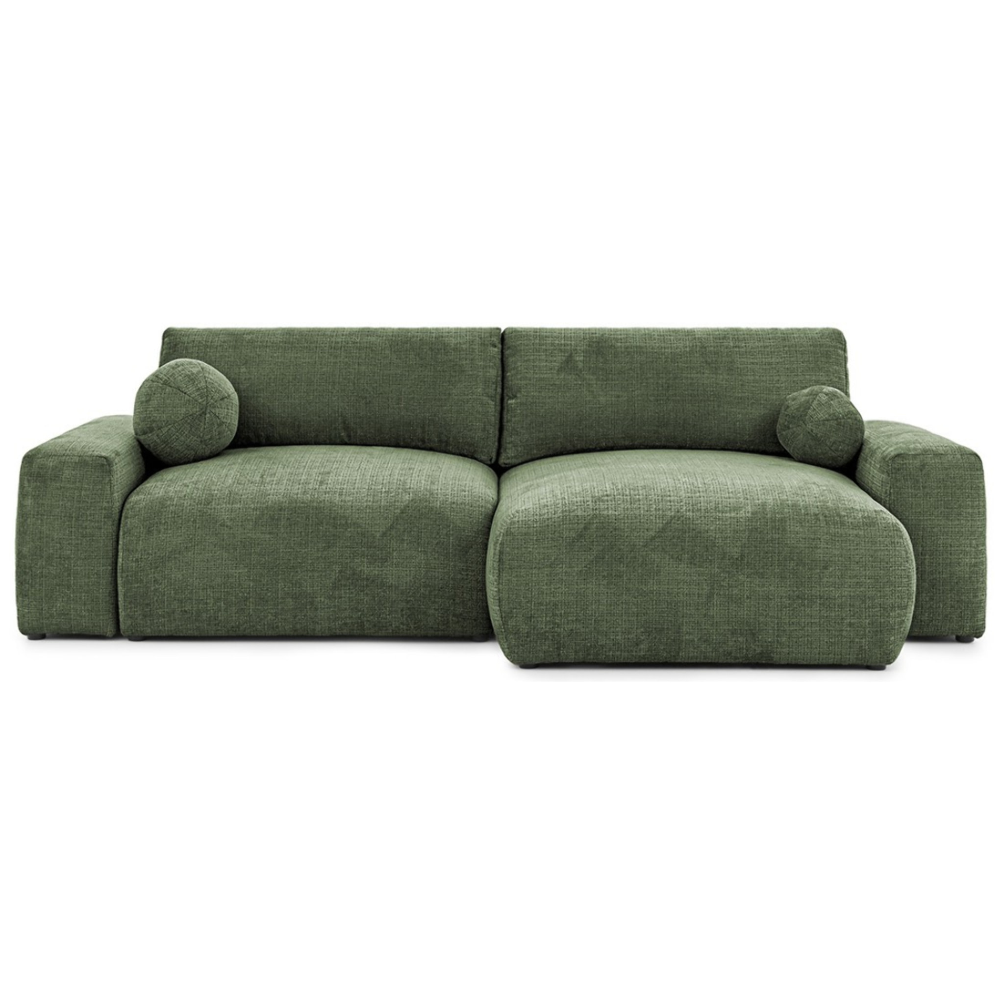 Constance - Canapé d'angle réversible 4 places convertible avec coffre en velours texturé - Vert