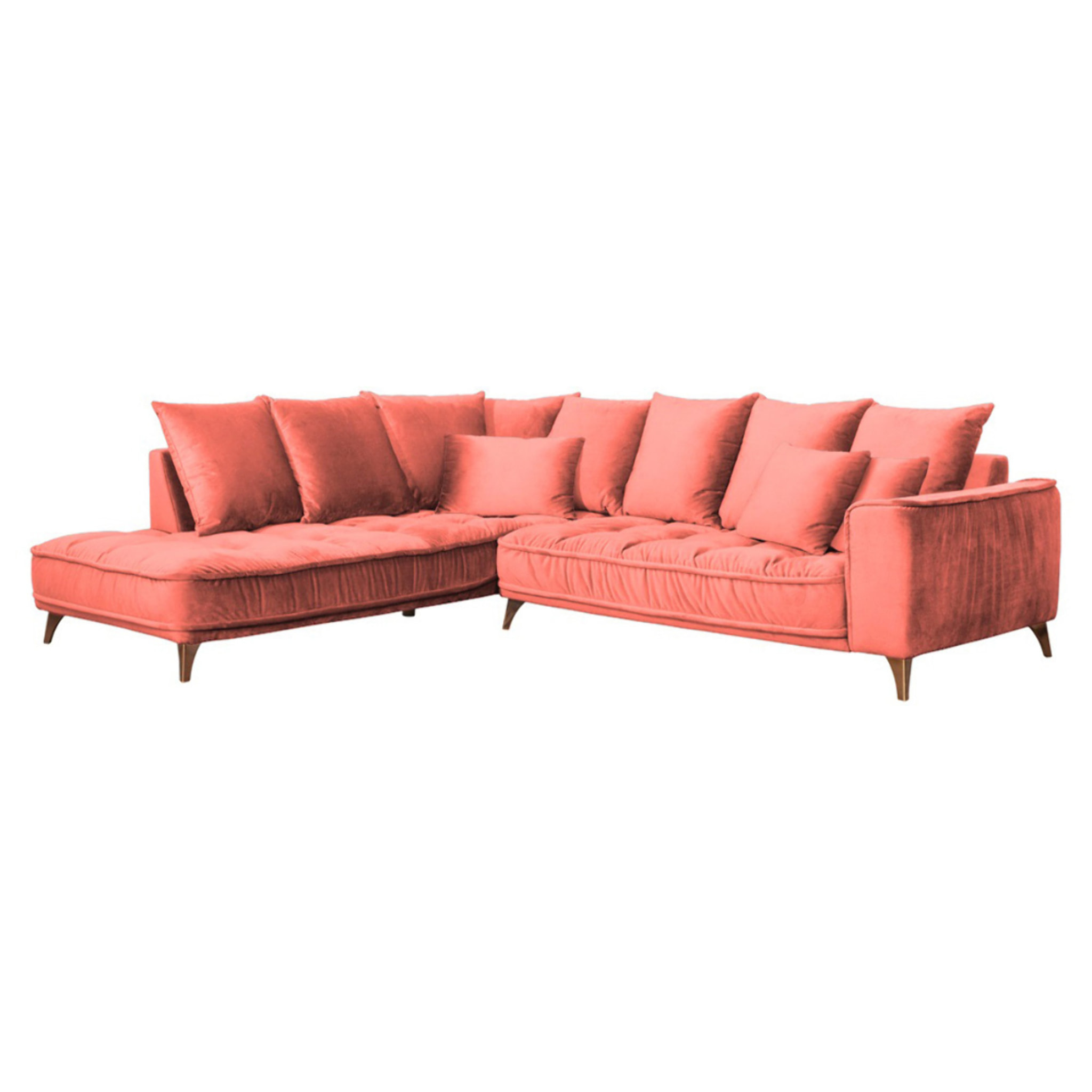 Canapé d'Angle Gauche Velours Altamo, 4 Places, Housse Déhoussable, Style Scandinave