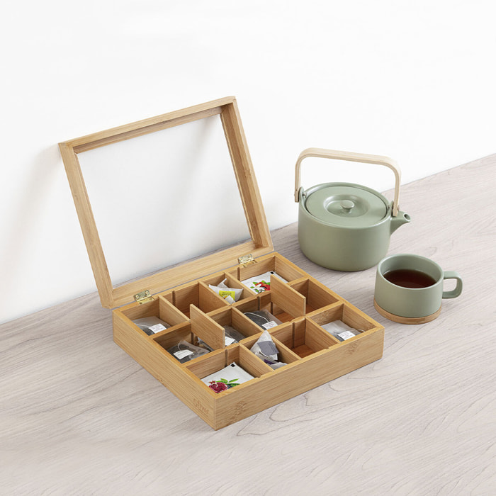 Boîte à thé 12 compartiments bambou