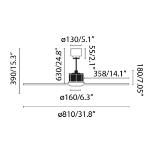 JUST FAN XS LED Ventilador cromo/transparente 81cm