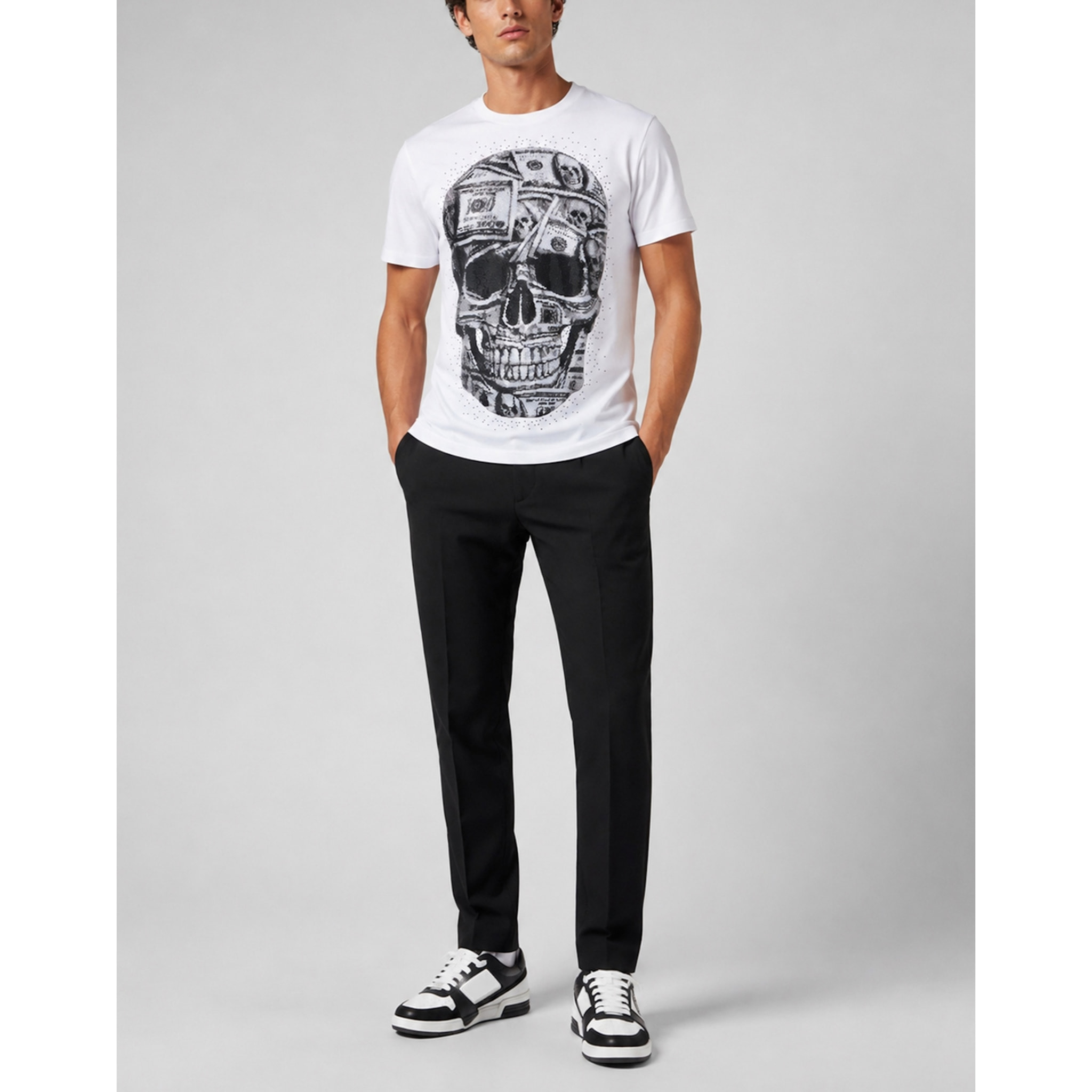 PHILIPP PLEIN Camiseta de cuello redondo y manga corta SKULL