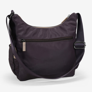 Bolso bandolera burdeos con cremalleras beige