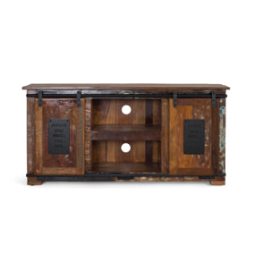 Mueble TV de Madera Reciclada 130 Cm Estilo Industrial Vintage