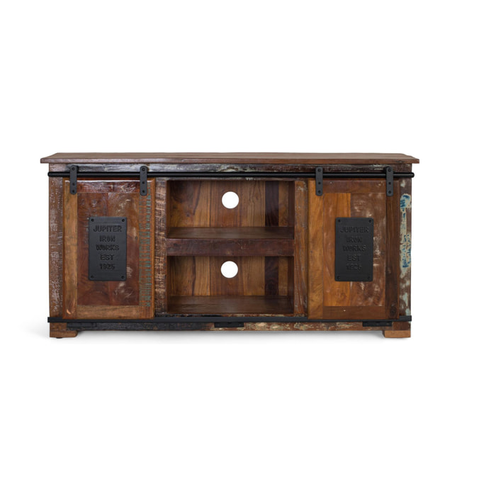 Mueble TV de Madera Reciclada 130 Cm Estilo Industrial Vintage