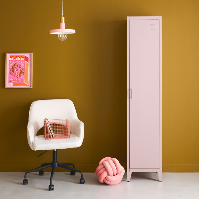 Armoire chambre en acier rose. 4 espaces de rangement. casier