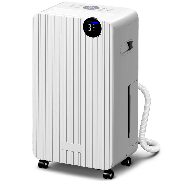 Déshumidificateur d'air 12L/jour mobile silencieux réservoir 2,1L timer 24H écran LED témoin d'humidité filtre lavable