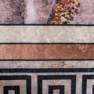 STAMPA - tapis salon motif effet mabre antidérapant et lavable en machine à 30°C gris