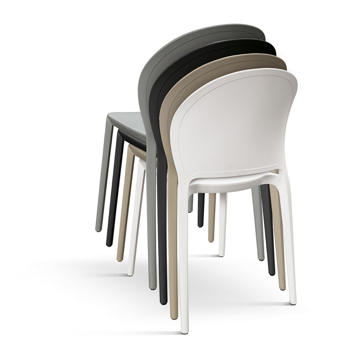 Set di 4 sedie MARBELLA in polipropilene nero