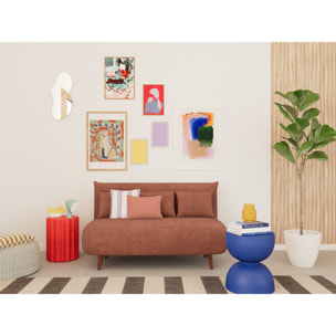 Lumi - Banquette convertible clic-clac 2 places en velours côtelé - Terracotta