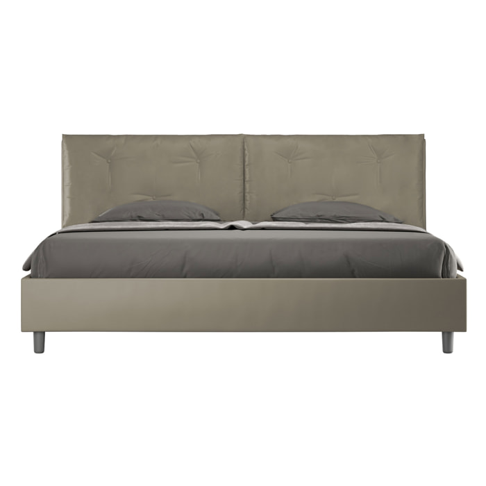 Letto matrimoniale king size contenitore imbottito 200x200 similpelle cappuccino Appia Large