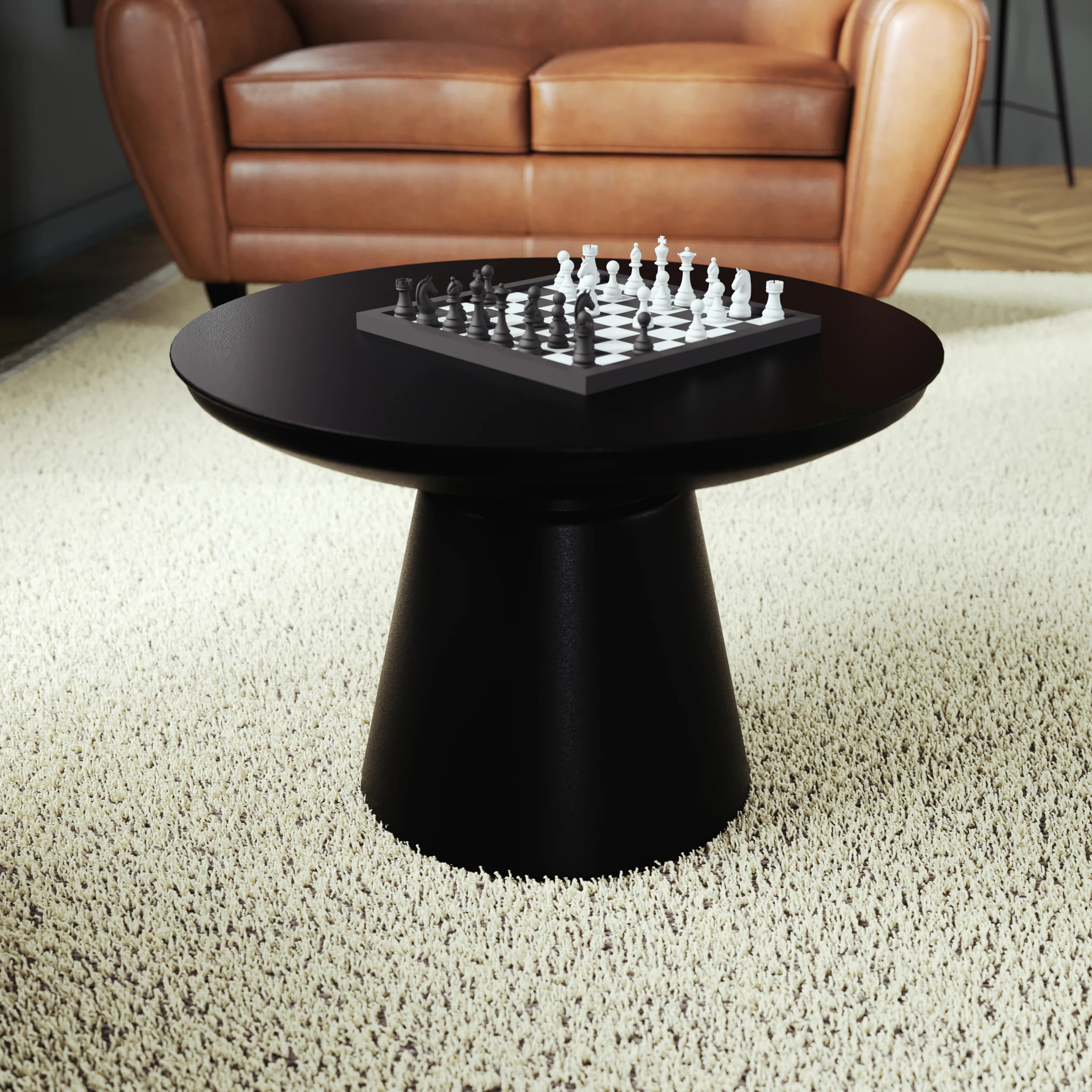 Table basse ronde en métal noir D60 cm - Gomez
