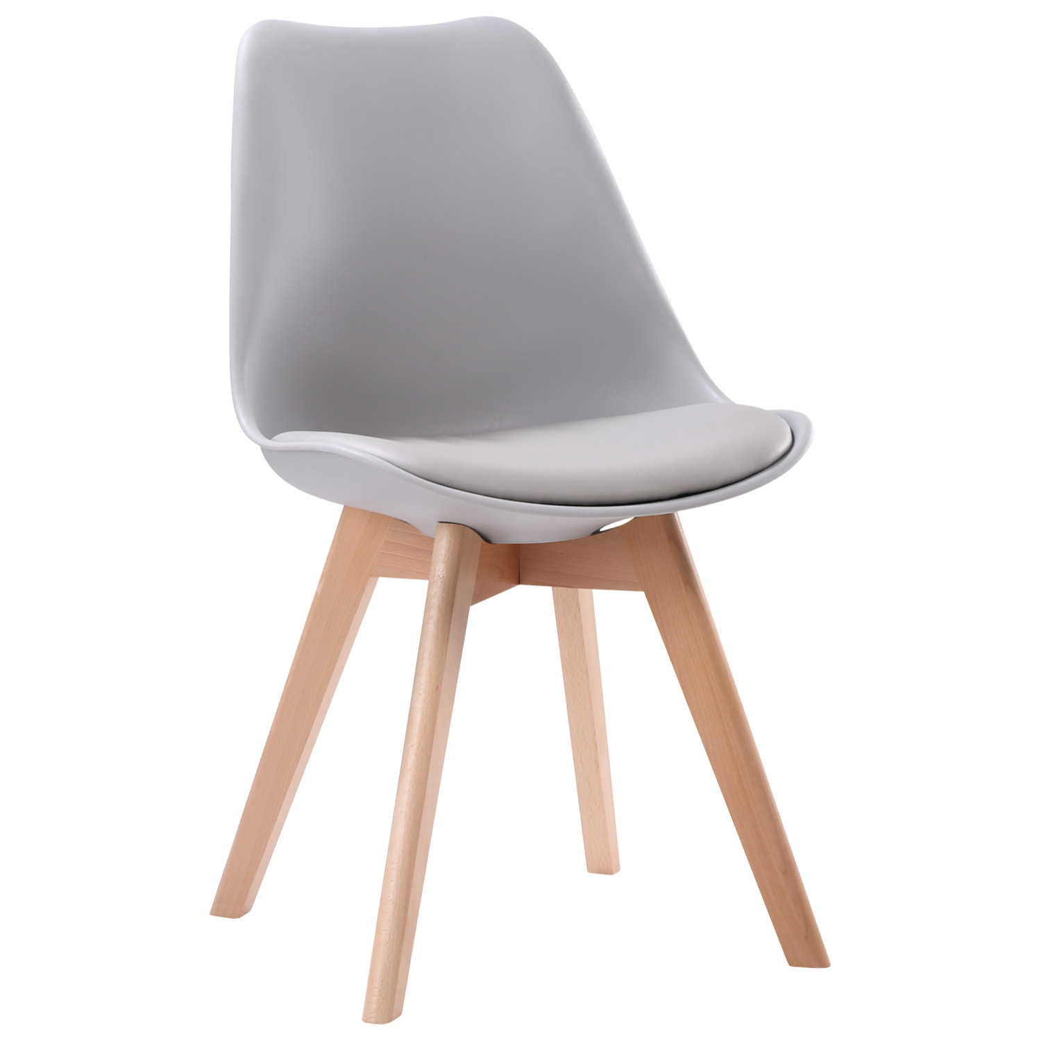 Lot de 4 chaises scandinaves NORA grises avec coussin