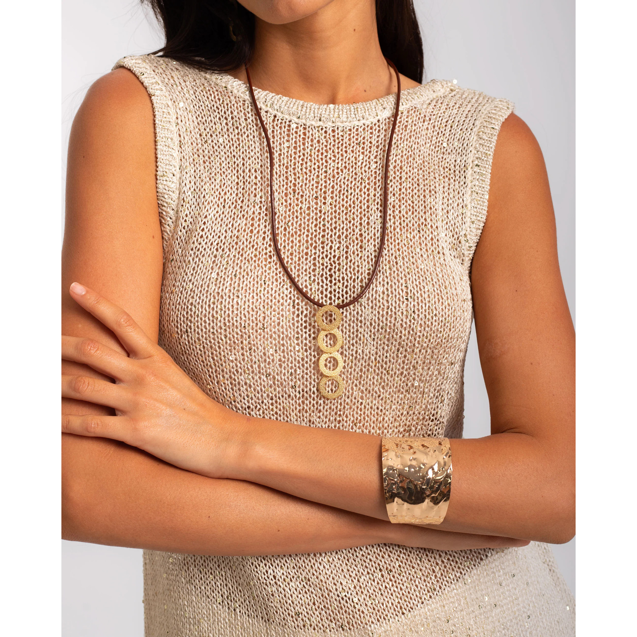 Top de mujer de punto con brillo metalizado