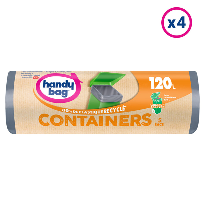 4x5 Sacs Poubelle 120L Containers Handy-Bag - 80% de plastique recyclé