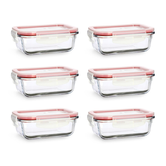 Lot de 6 boîtes hermétiques 370ml en verre  CLEMENTINE