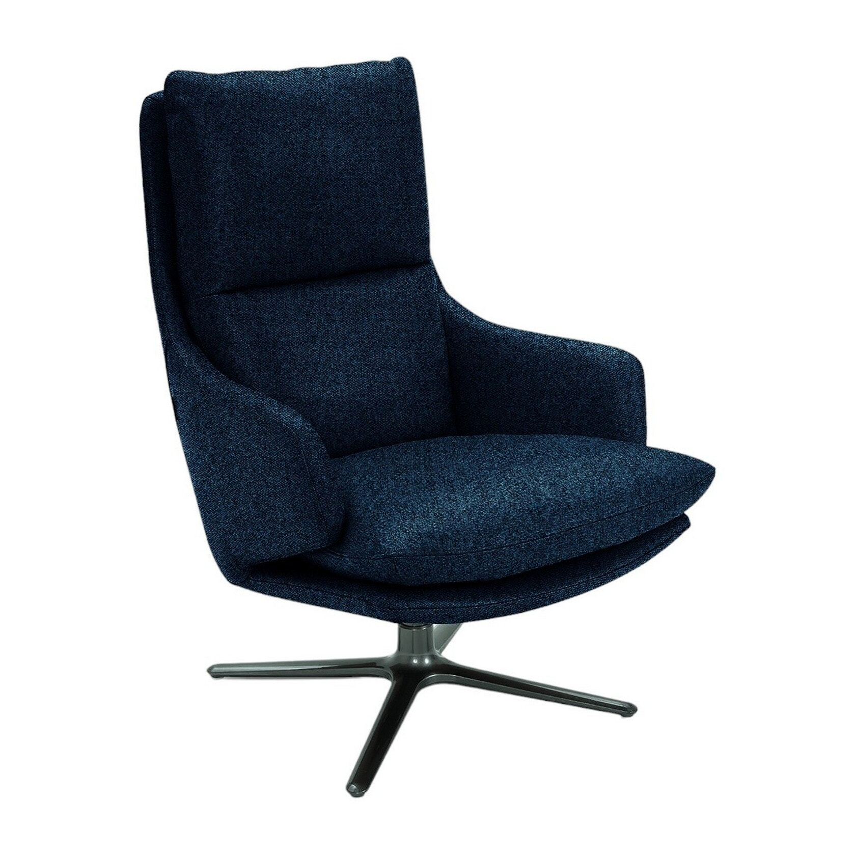Poltrona girevole NEW ARLEY in tessuto blu notte e base in metallo