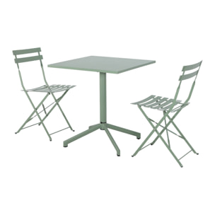 Table de jardin bistrot pliante métal + 2 assises EMILIA + CHIARA