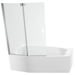 Pack baignoire bain douche 170 x 90 Bastille vidage à gauche blanc mat + tablier en niche + pare-bain chromé