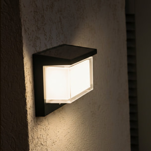 Lot de 2 appliques murales solaires grises LED blanc 900 lumens éclairage puissant 2x ZEANY L22cm