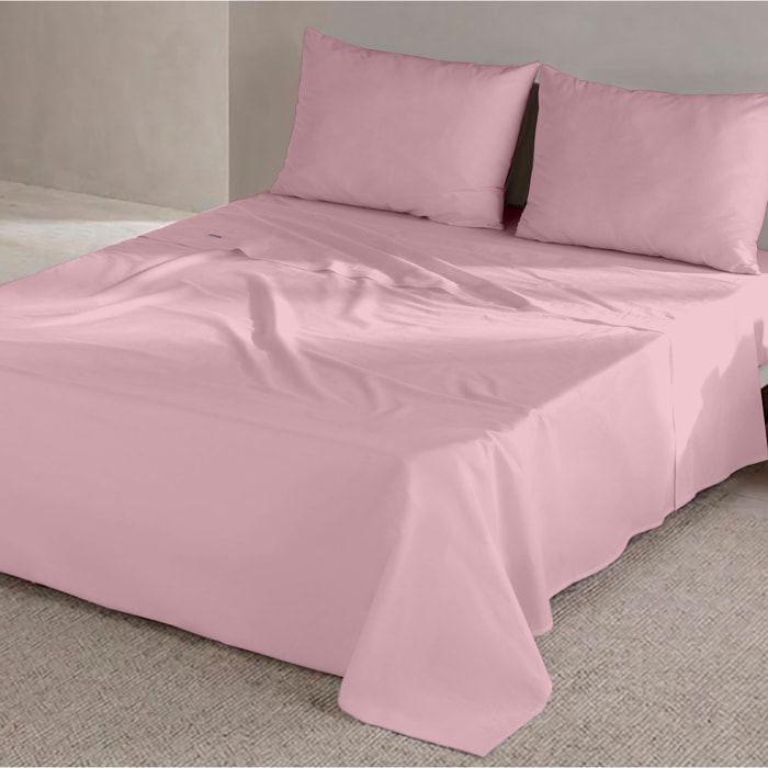 Juego de Sábanas Lisas - 100% Microfibra - Incluye 1 o 2 Fundas de Almohada + 1 Sábana Bajera - Rosa Viejo