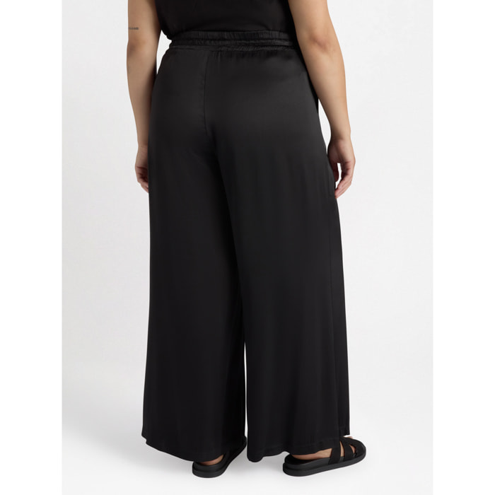 Fiorella Rubino - Pantaloni palazzo in raso - Nero