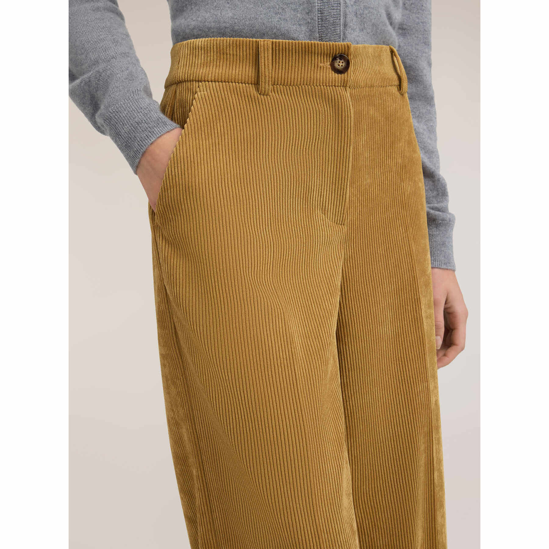 Motivi - Pantaloni palazzo in velluto a coste - Giallo