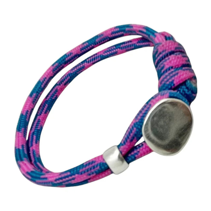 Pulsera Boton paracord rosa y plata