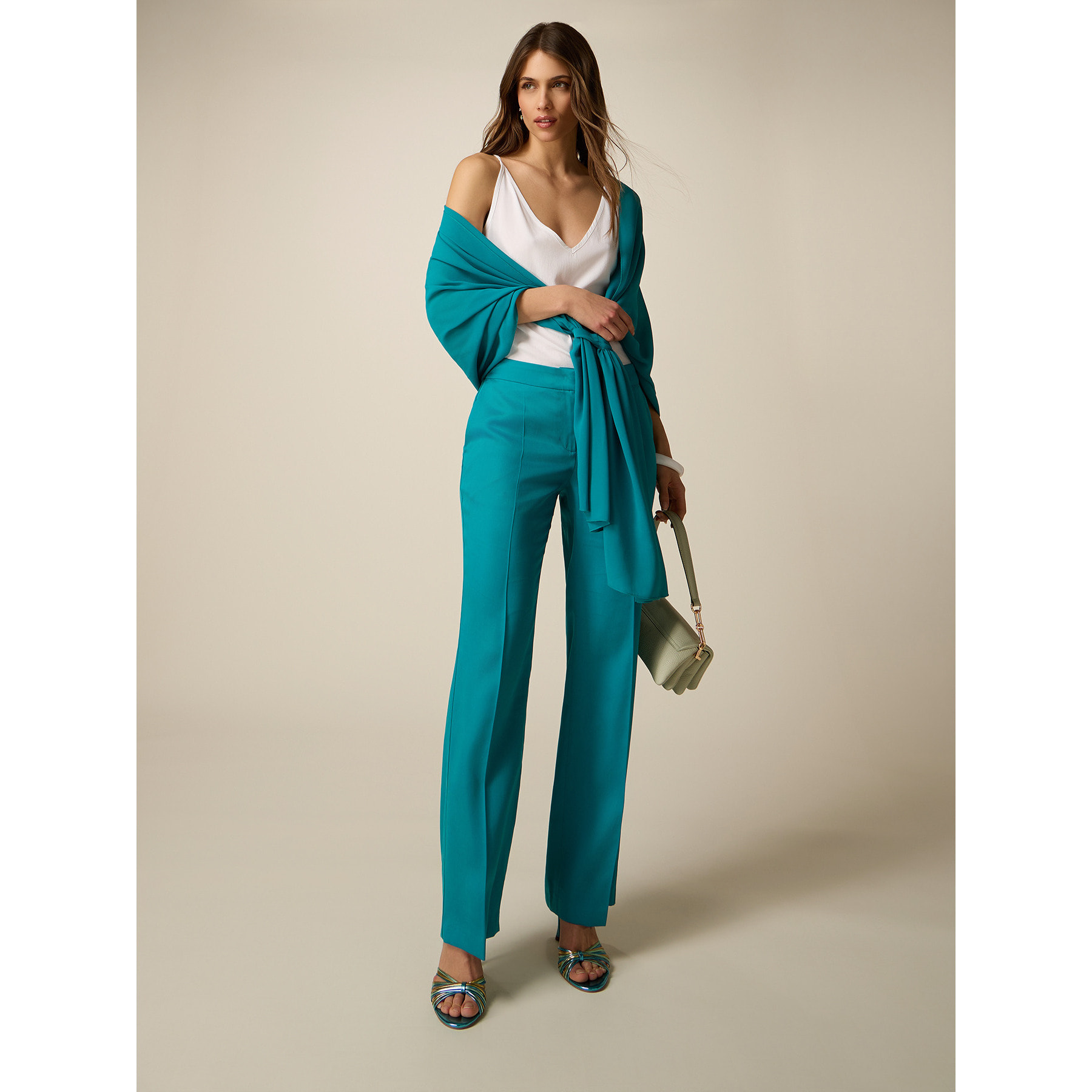 Oltre - Pantaloni palazzo in lyocell - Ottanio