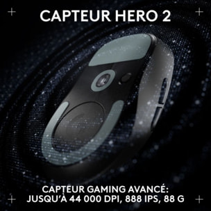 Souris Gamer Sans Fil LOGITECH PRO X SUPERLIGHT 2 DEX LIGHTSPEED Noir