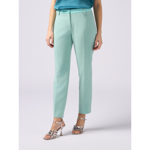 Oltre - Pantaloni con dettaglio in raso - Verde acqua