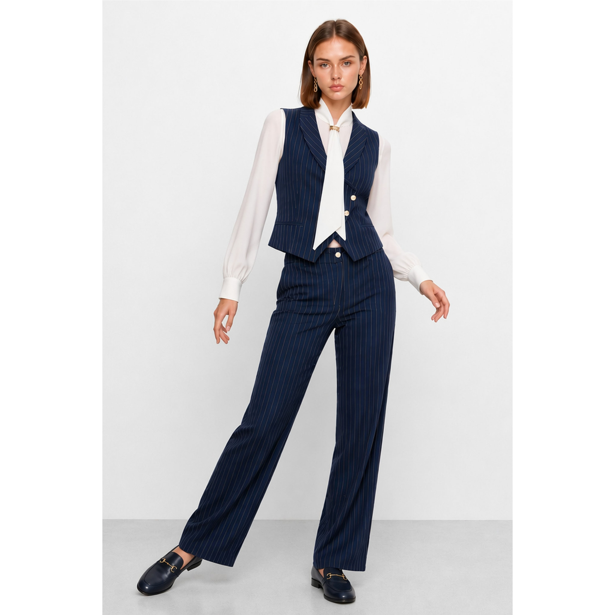 Kocca - Blusa da donna a maniche lunghe con fiocco al collo Donna