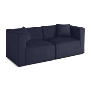 Nova - canapé modulable 2 places - en velours - Bleu marine