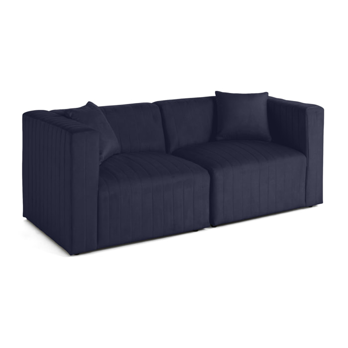 Nova - canapé modulable 2 places - en velours - Bleu marine