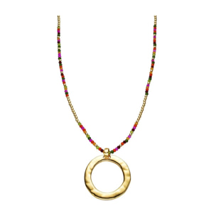 Collar con Cristal Rosa acabado oro 18k