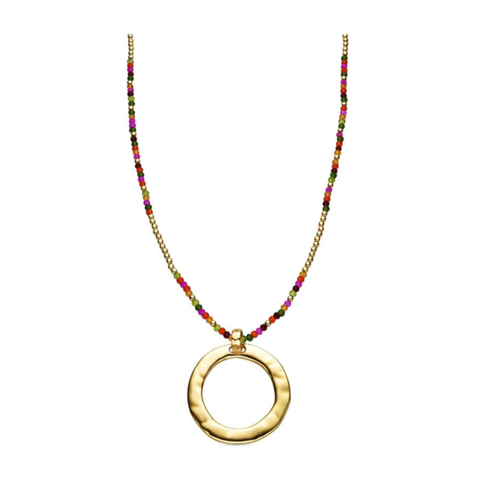 Collar con Cristal Rosa acabado oro 18k