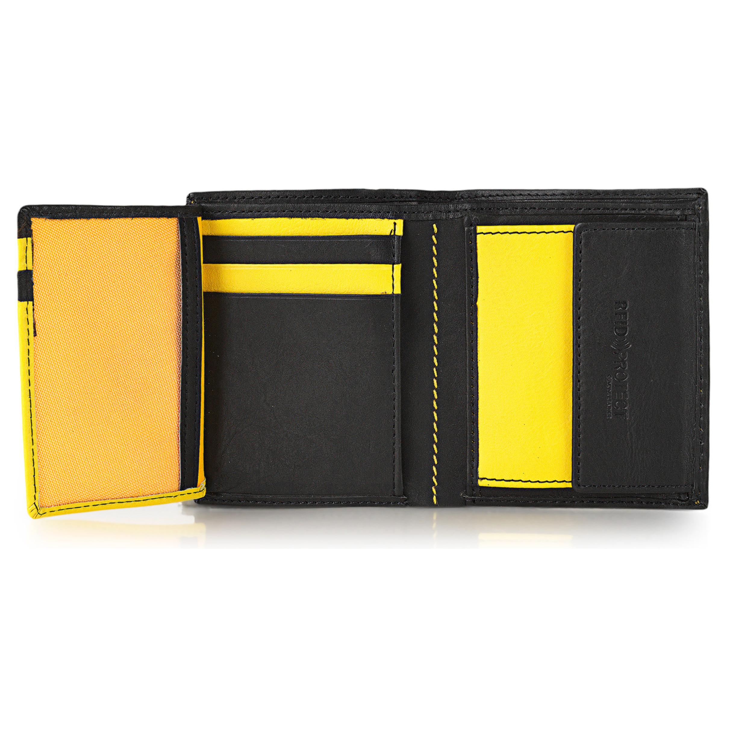 Cartera Hombre Piel Lois Temple Negro-Amarillo