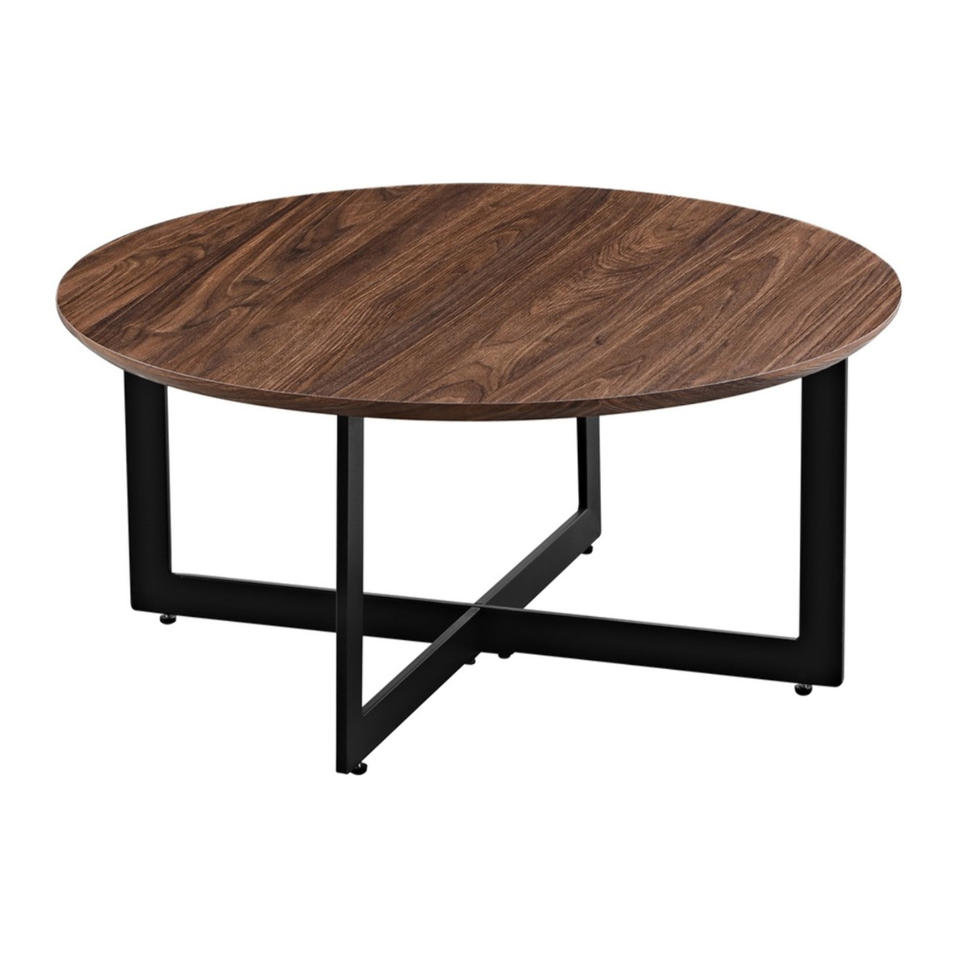 Tavolino basso da salotto noce con gambe nere 75x75x35 cm - Yara