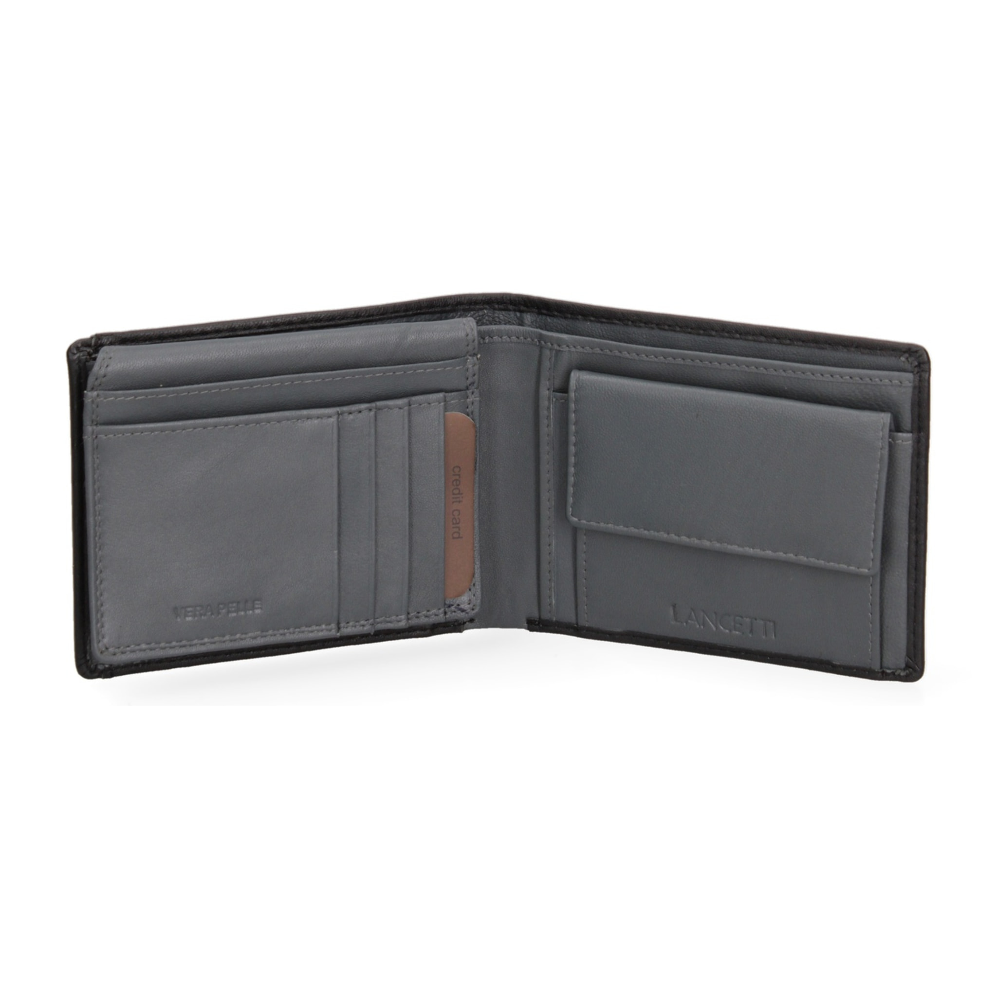 Portafoglio uomo vera pelle - Modello False - Casual - 12.0 x 9.5 x 2.0 cm