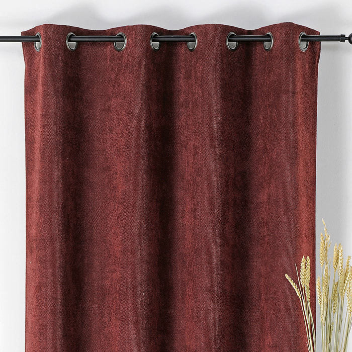 Rideau velours plat à oeillets - Rouge foncé