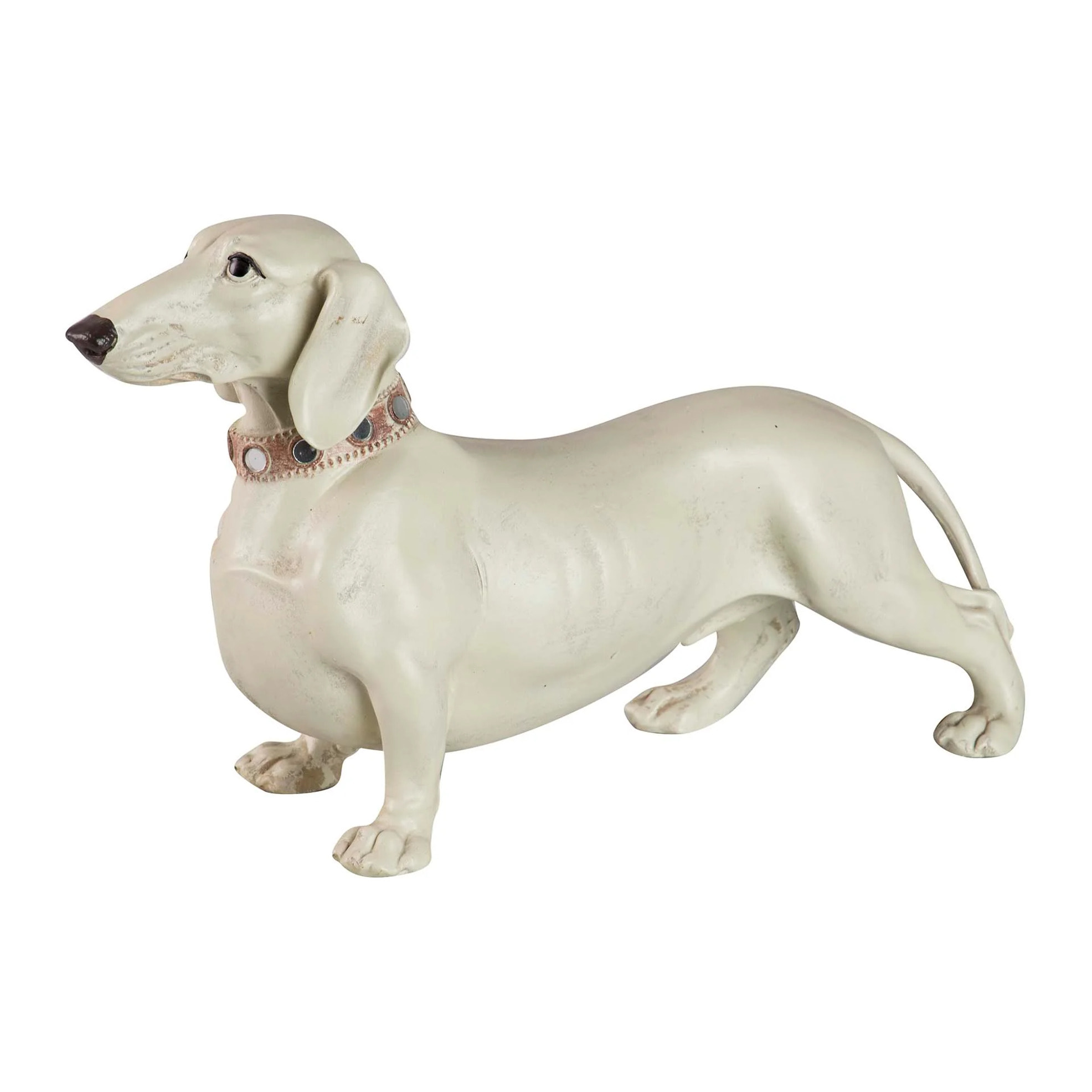 Figura Perro Teckel Resina Biege 42x15x25 Cm