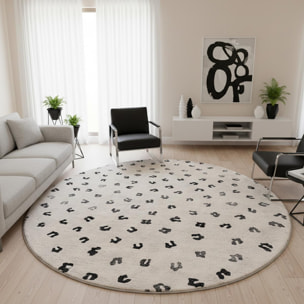 Tapis rond 120x120 rond LEOP Beige , tapis en coton