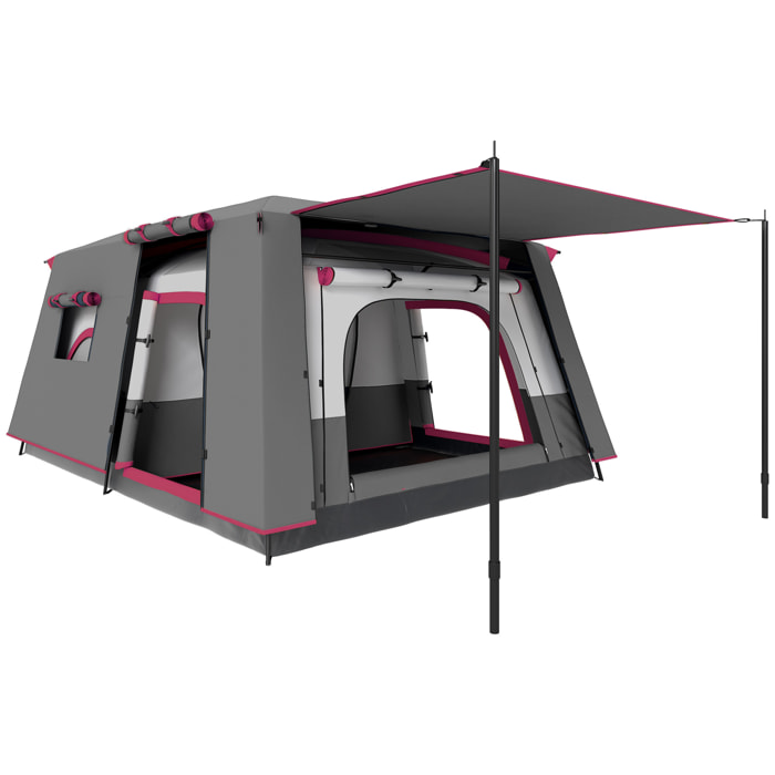 Tienda de Campaá±a Familiar para 4-6 Personas Tienda de Camping Tipo Táºnel con 2 Habitaciones Porche Impermeable 3000 mm Anti-UV para Pescar Senderismo Rojo