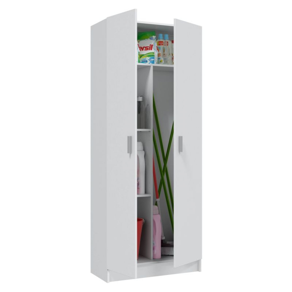 Armario de 2 puertas en blanco 73x180 cm Multiusos Blanco