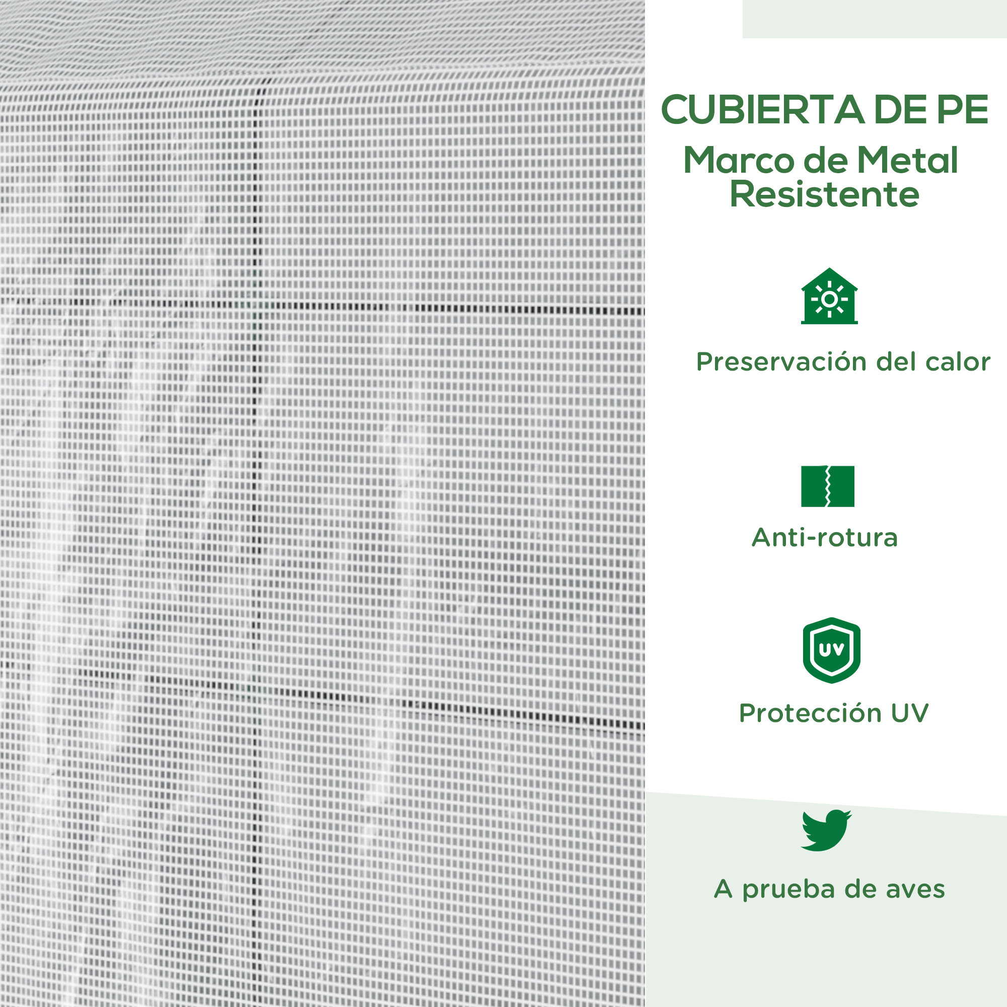 Invernadero de Jardín Vivero Casero con 4 Estantes Puerta Enrollable Cubierta de PE 140g/m² y Marco de Acero para Cultivos Plantas Macetas Flores 120x186x190 cm Blanco