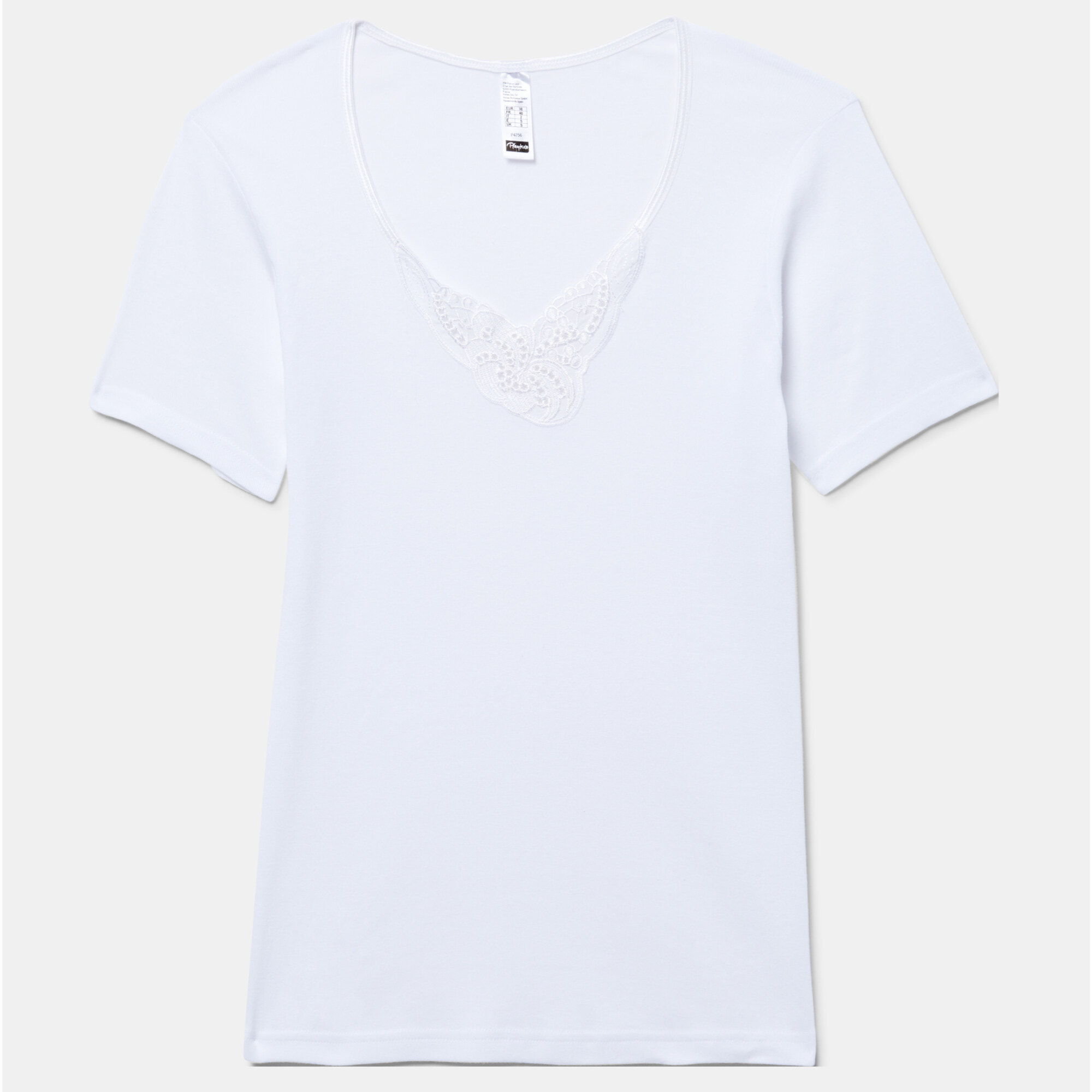 Camiseta interior de mujer de manga corta con detalle en escote