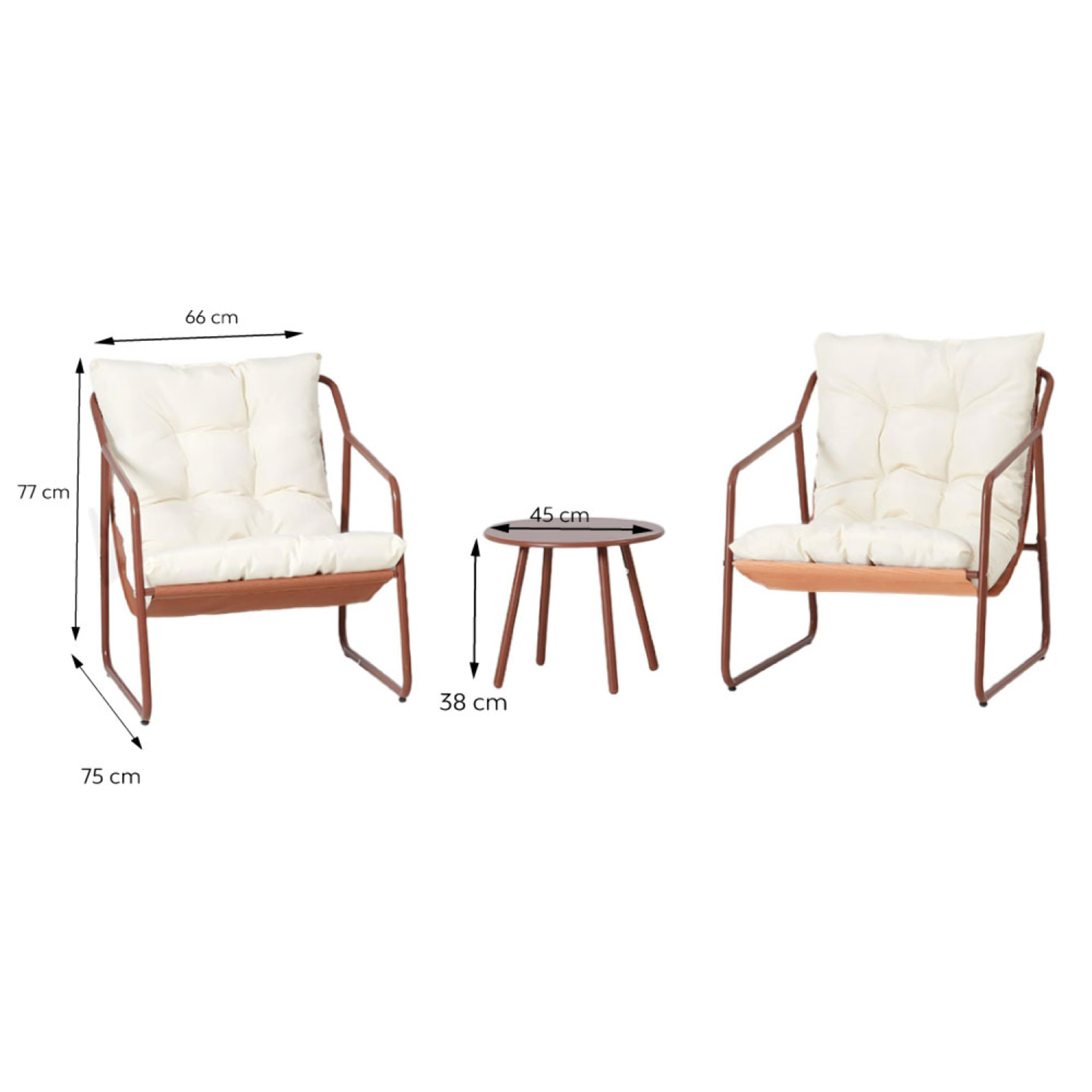 Ensemble de jardin 2 fauteuils terracotta avec table basse ANTHI