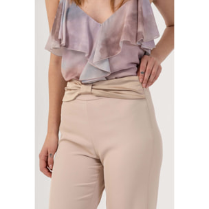 Kocca - Pantaloni straight con fiocco in vita Donna, Tinta unita
