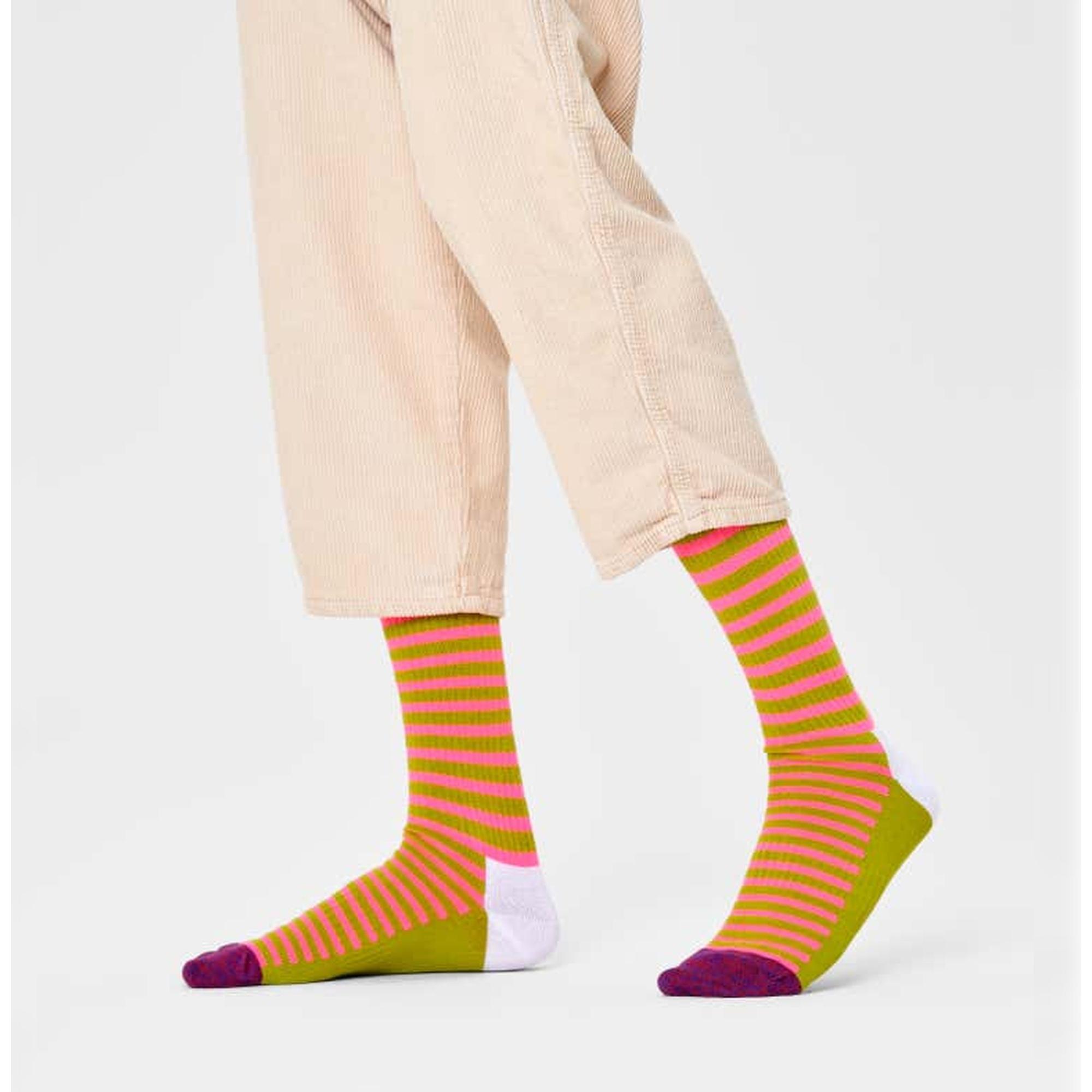 Calcetines neon stripe thin crew