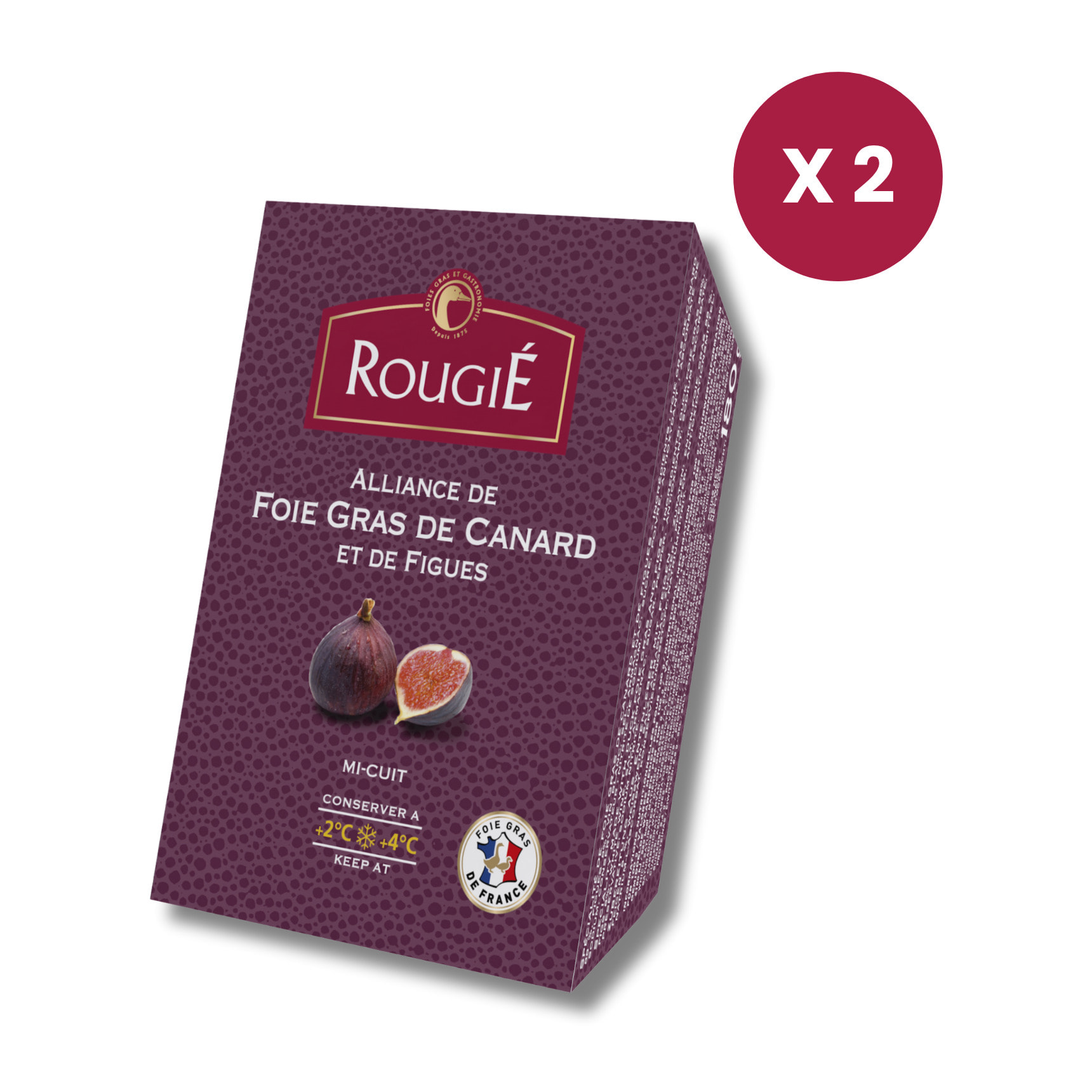Lot de 2 - Foie Gras de Canard entier aux Figues 180g - mi-cuit