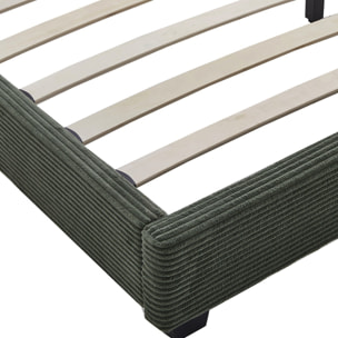 Lit avec tête de lit en velours côtelé - WILLIAM